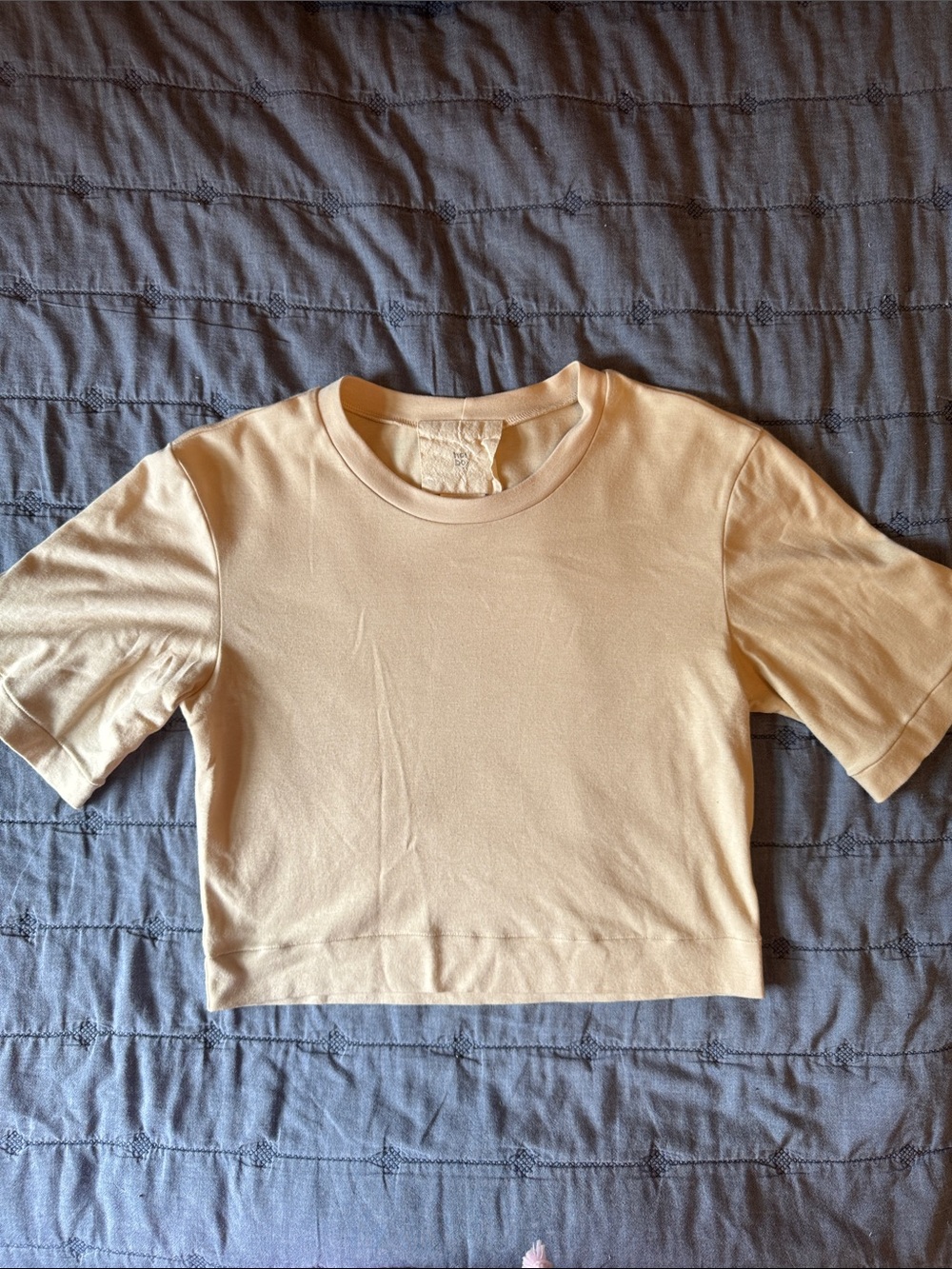 Cropped Short Sleeve Tee in Soft Beige